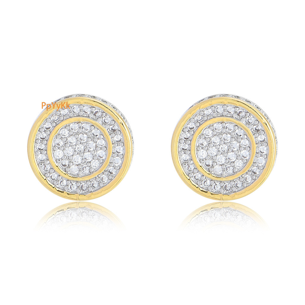 Luxury Jewelry New S925 Sterling Silver Needle Round Men's Iced Out Bling Bling Hip Hop Trendy Premium Earrings Pass the diamond tester