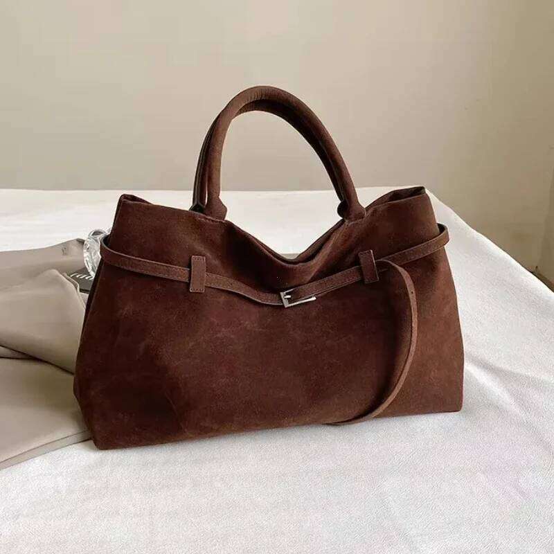 Hot Sale Bags For Women Buckle Decorative Design Solid Faux Suede Handbag Large Capacity Hasp Casual Tote Bolsas Femininas