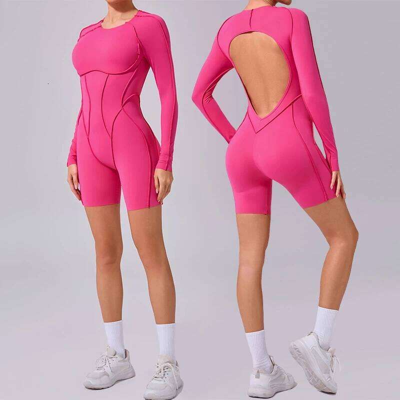 Hearuisavy 2025 New Style Workout Gym Yoga Clothes Sportswear Women Short Sports Jumpsuit Long Sleeves Fiess Overalls