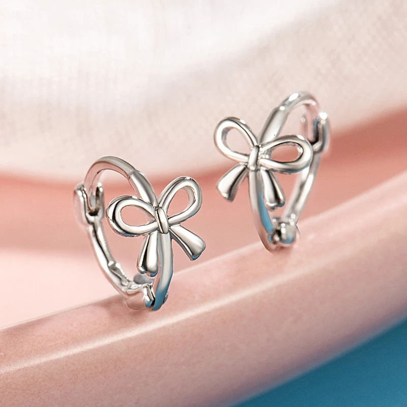 1Pair Korean Style Simple Bowknot Small Studs Earrings Fashion Exquisite Bow Ear Hoop For Women Ear Piercing Jewelry Accessories 250626