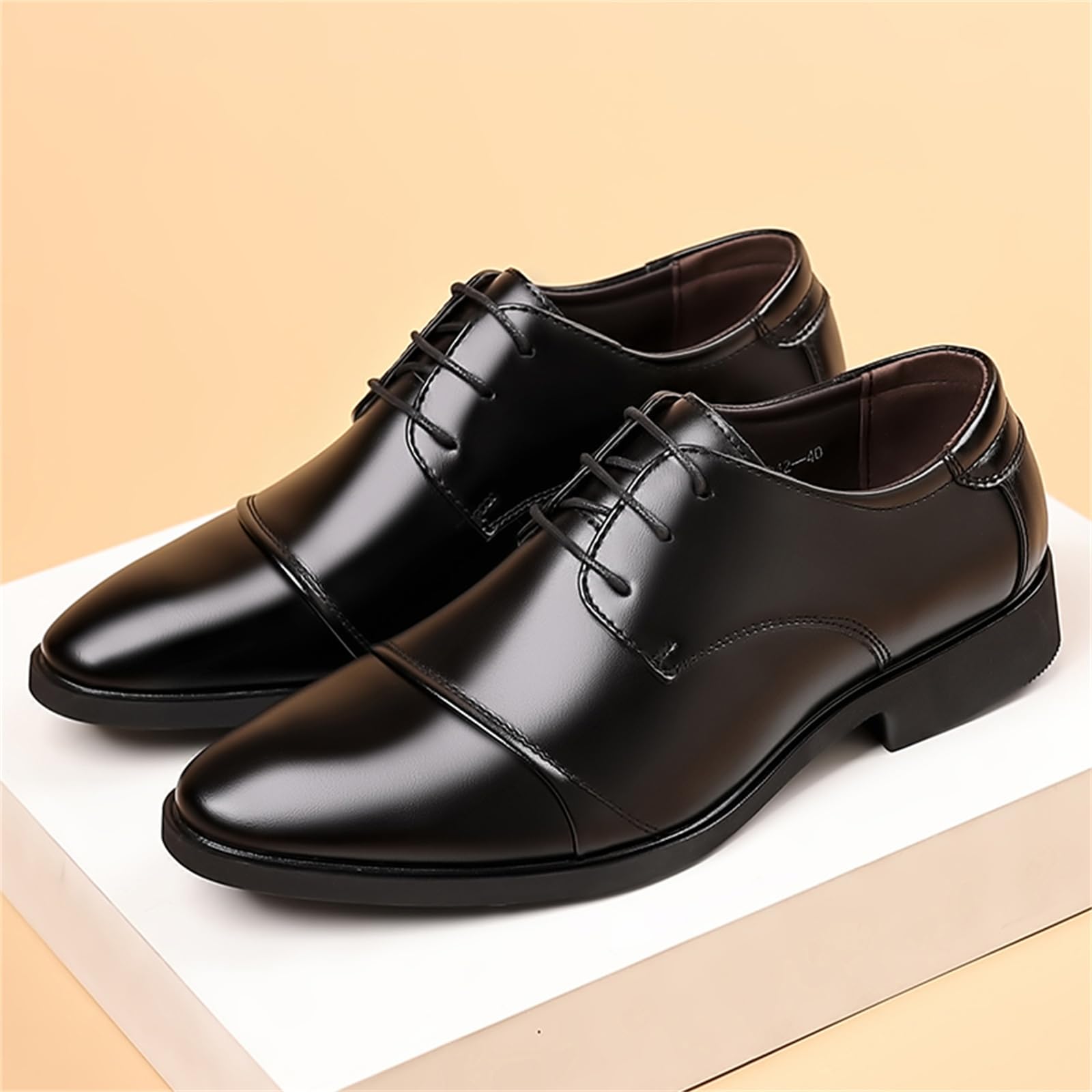 Men's Dress Shoes Classic Modern Formal Business Oxford Casual Comfortable Tuxedo Lace-Up Derbys Shoes for Men Father's Day Gift Black