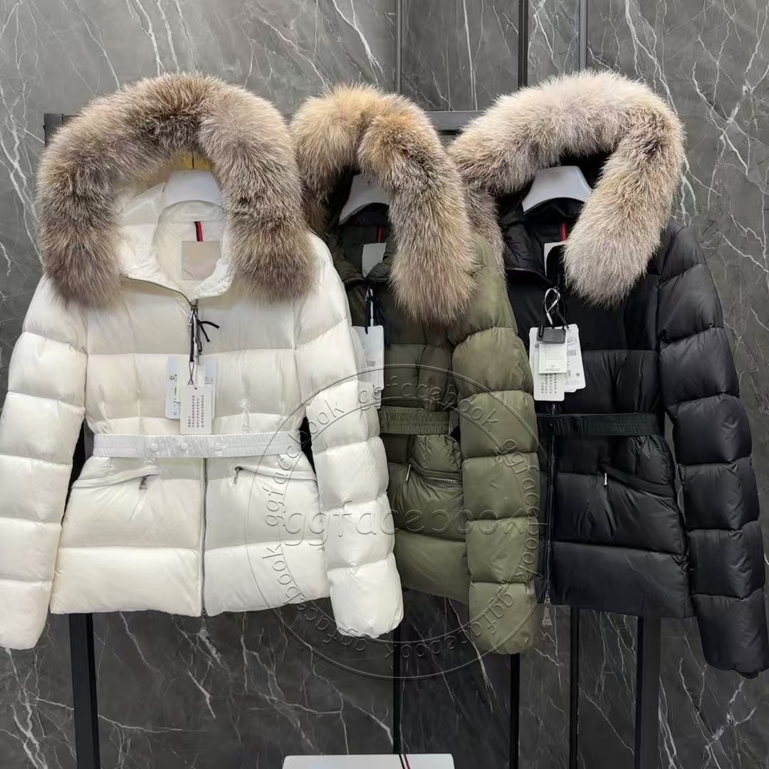 Designer luxury winter Womens down jackets Boed fur coats real Wild fox fur collar warm fashion parkas matched belt lady cotton coats outerwear Retract your waist 02