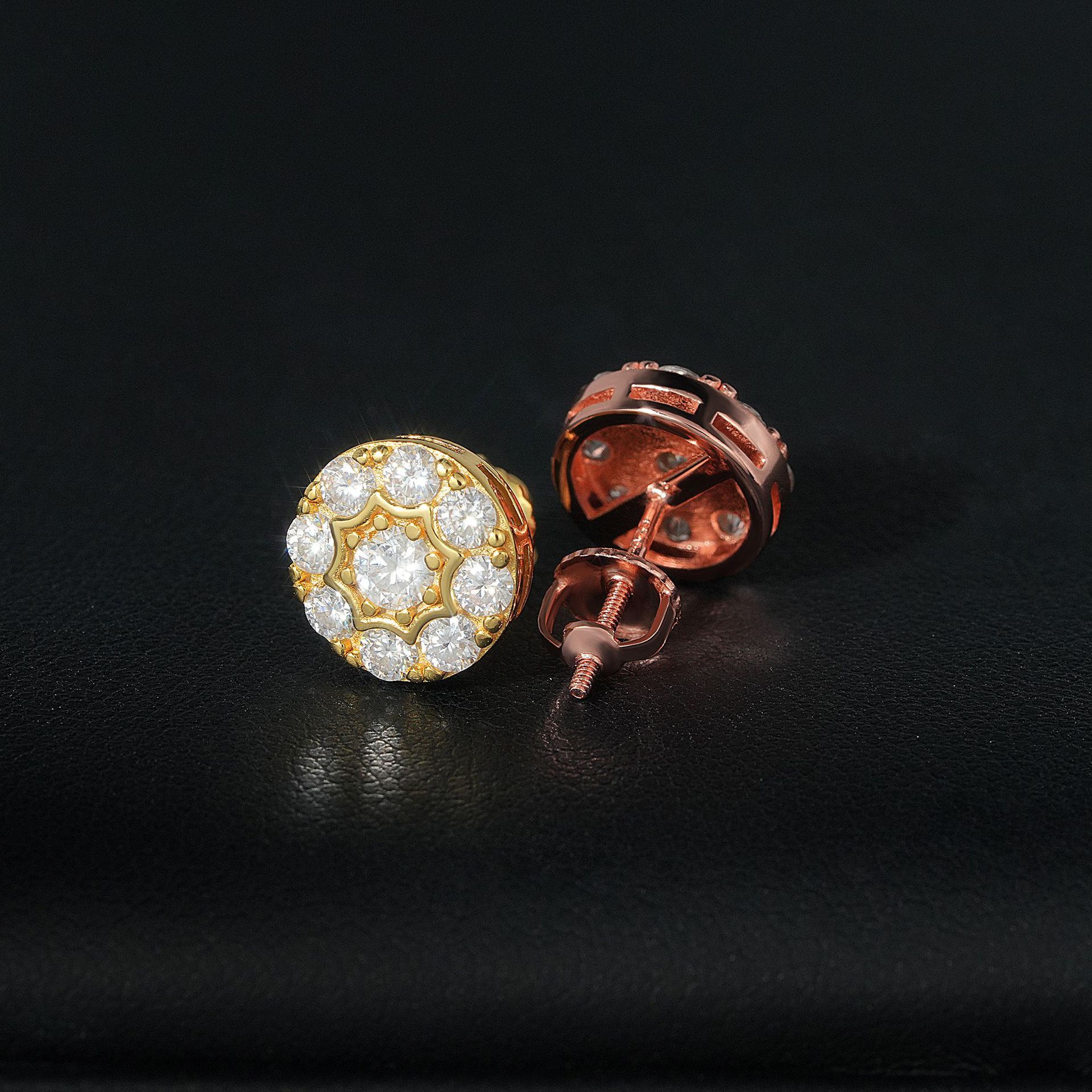 Niche Luxury Sparkling Trendy Chic Fine 925 Sterling Silver Jewelry Striking Moissanite Halo Earring Ear Stud