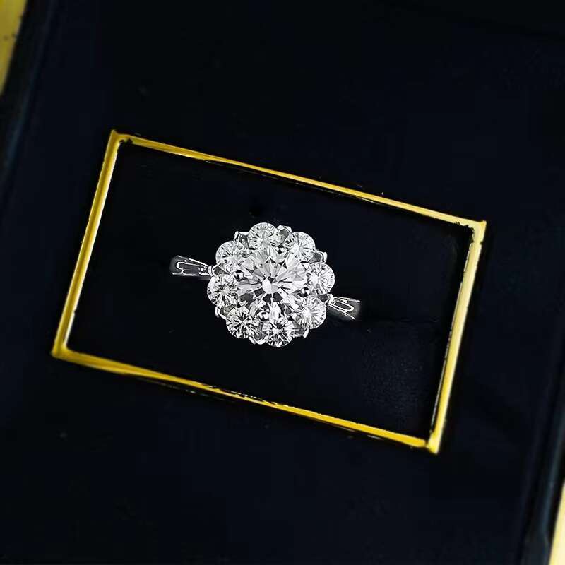 High Quality 925 Sterling Silver D Color 1CT Round Cut Moissanite Diamond 18K White Gold Plated Wedding Ring For Women