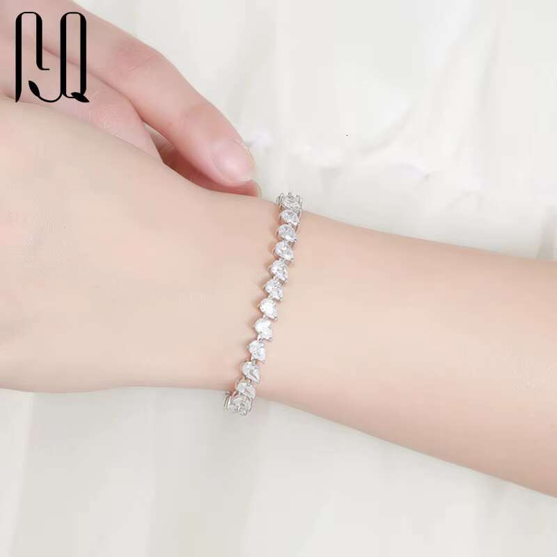 0.5ct Pear Cut VVS Moissanite Tennis Chain Bracelet Bangle Original 925 Silver GRA Hand Chain for Women S925 Tennis Bracelet