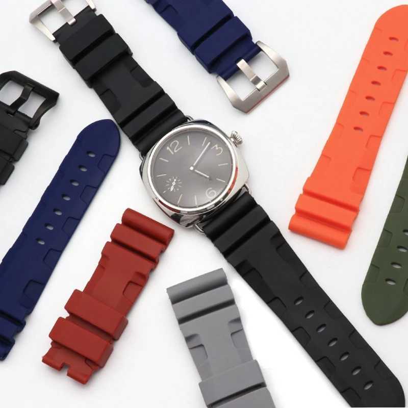 Watch Band for Panerai SUBMERSIBLE PAM 441 386 Silicone Rubber 24mm 26mm Watch Strap Men Silicone Gel Lightning Watch Bracelet W250630
