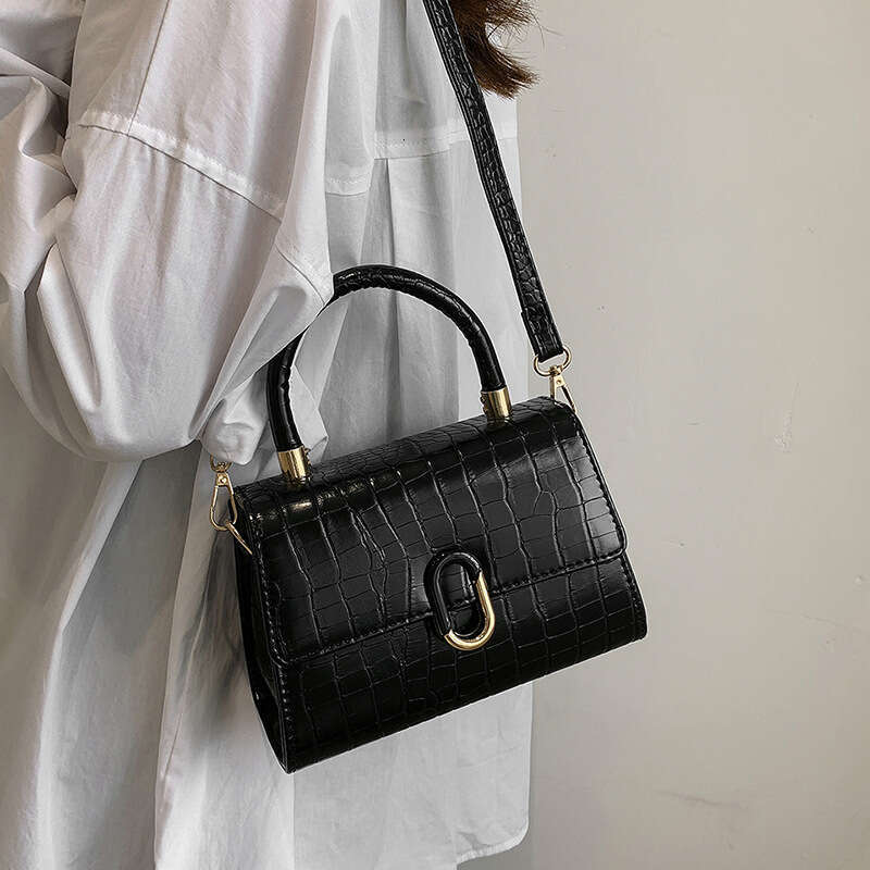 2025 New Crossbody Handheld Small Square Versatile Handbag Shoulder Women's Crocodile Pattern Bag