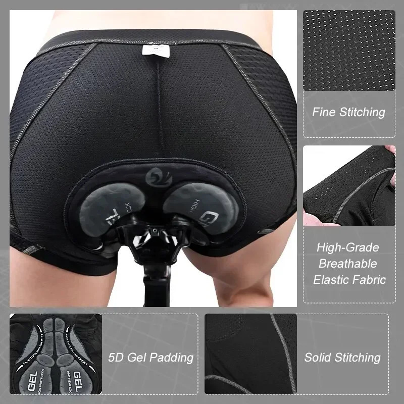 XTIGER 5D Mens Gel Padded Breathable Mesh Cycling Underwear Shockproof Mountain Bike Shorts 250630