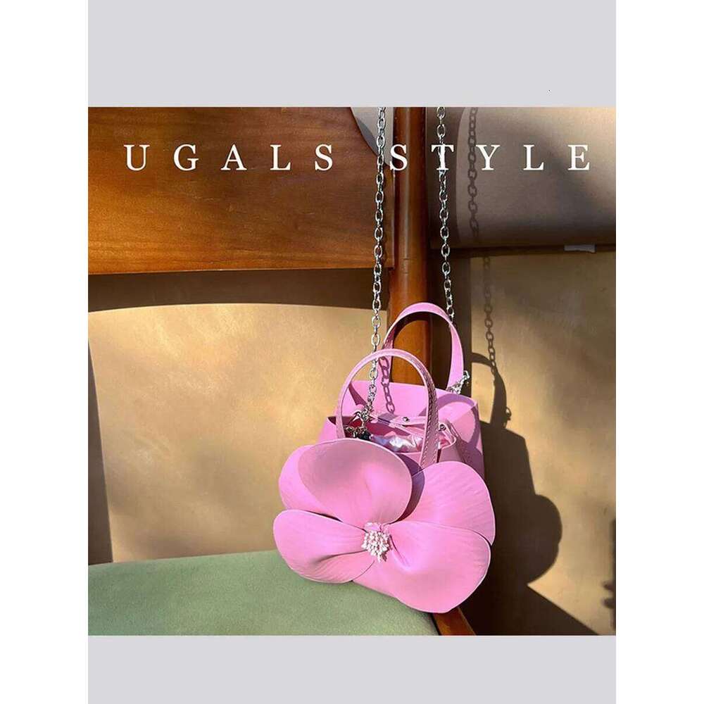 Women Rose Flower Handbag Creative Evening Dinner Purse Shoulder Crossbody Chain Bag