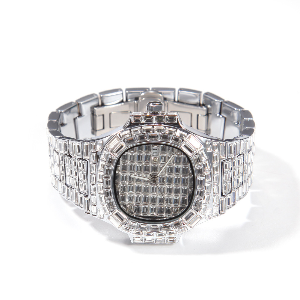 Luxury Jewelry VVS Moissanite High Quality Fashion Hip Hop Mechanical Watch Men Premium Design Bling Bling Date Big Dial Wristwatch Pass the diamond t
