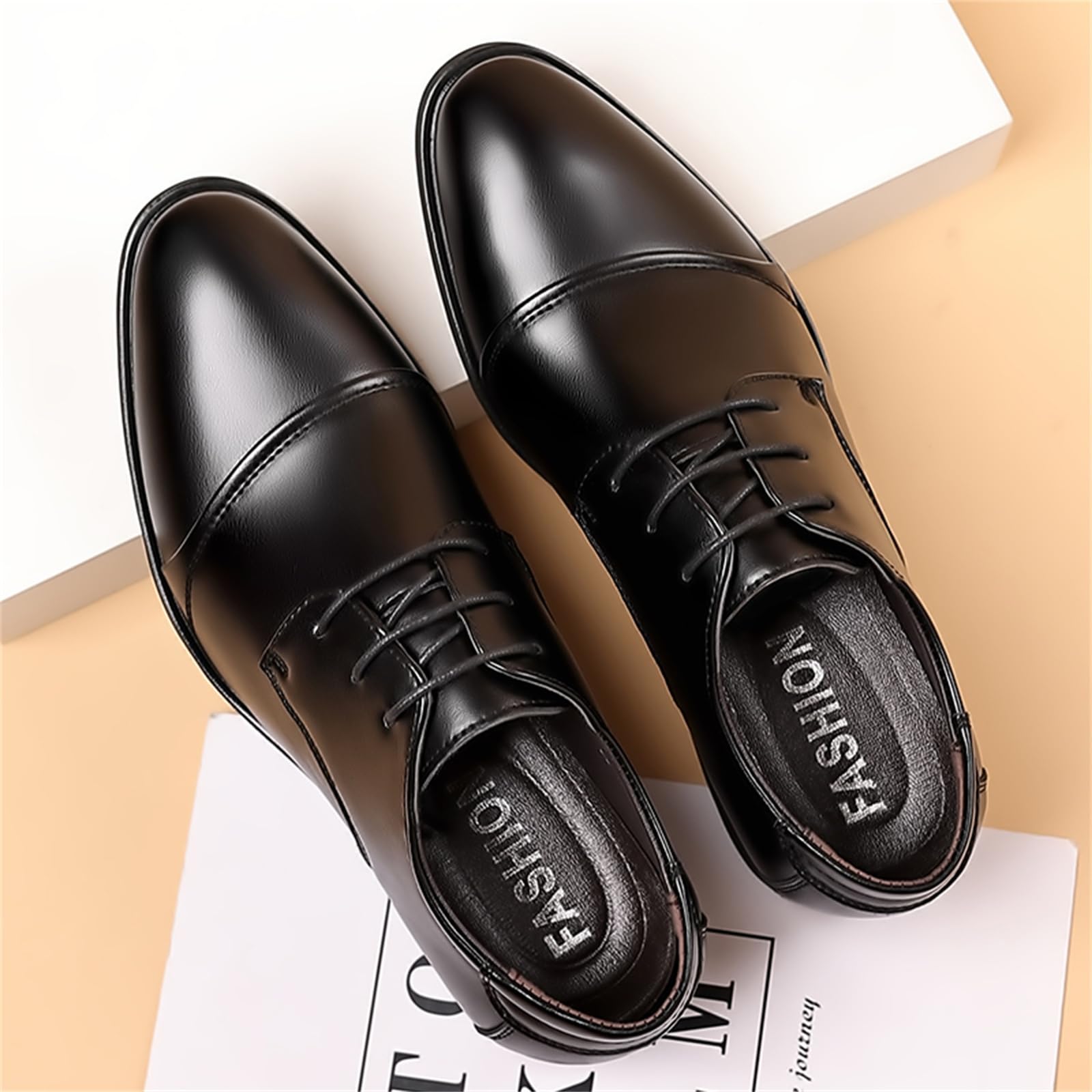 Men's Dress Shoes Classic Modern Formal Business Oxford Casual Comfortable Tuxedo Lace-Up Derbys Shoes for Men Father's Day Gift Black