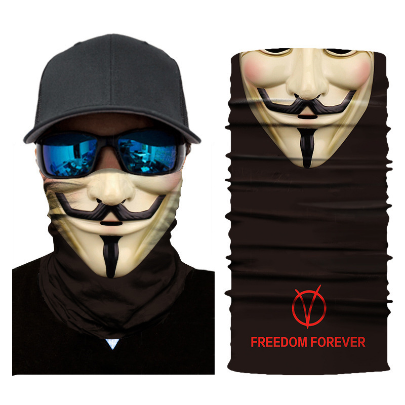 Skull Half Face Series Magic Bandana Multifunctional Face Mask 3D Bling Bling Print Hip Hop Ski Mask