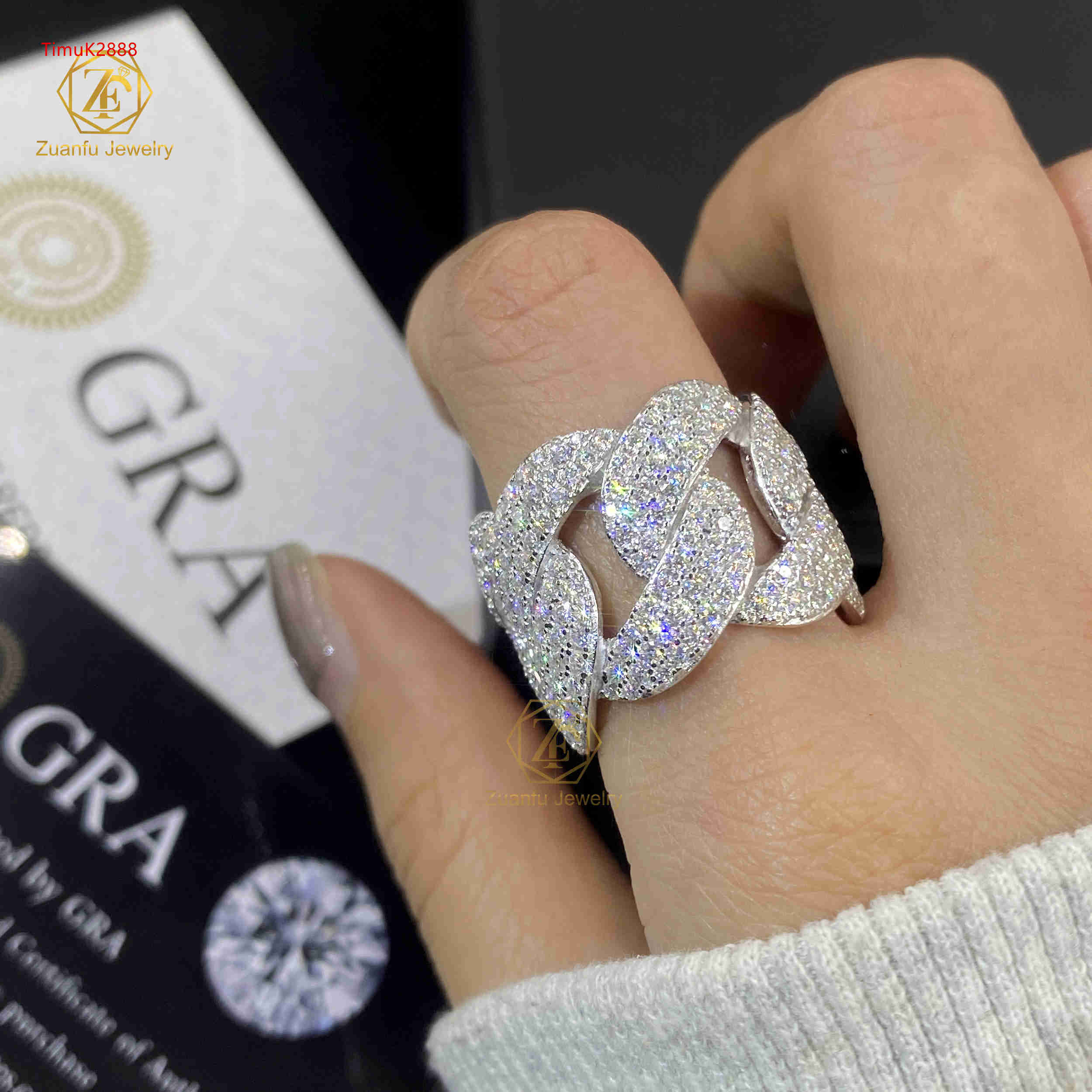 2025 Newest 925 Silver Cuban Mens Ring Pass Diamond Test Sparkly Moissanite Ice Out 3 Rows VVS Clarity Weddings Hip Hop Style