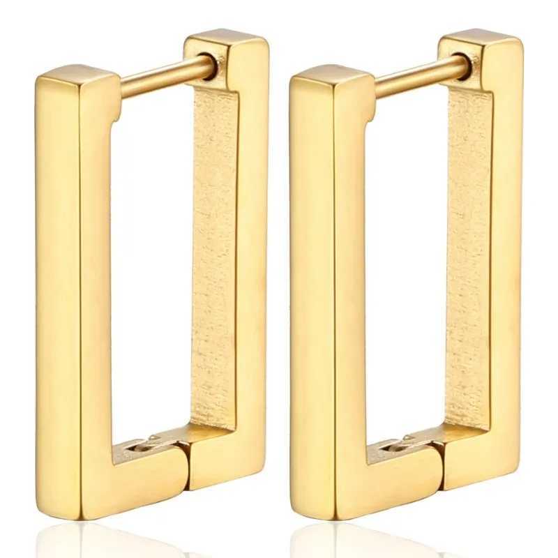 Stainless Steel Gold Color Square Hoop Earrings for Women Punk Hip-Hop Metal Geometric Earrings Trend 2024 Fashion Jewelry Party XJ250630