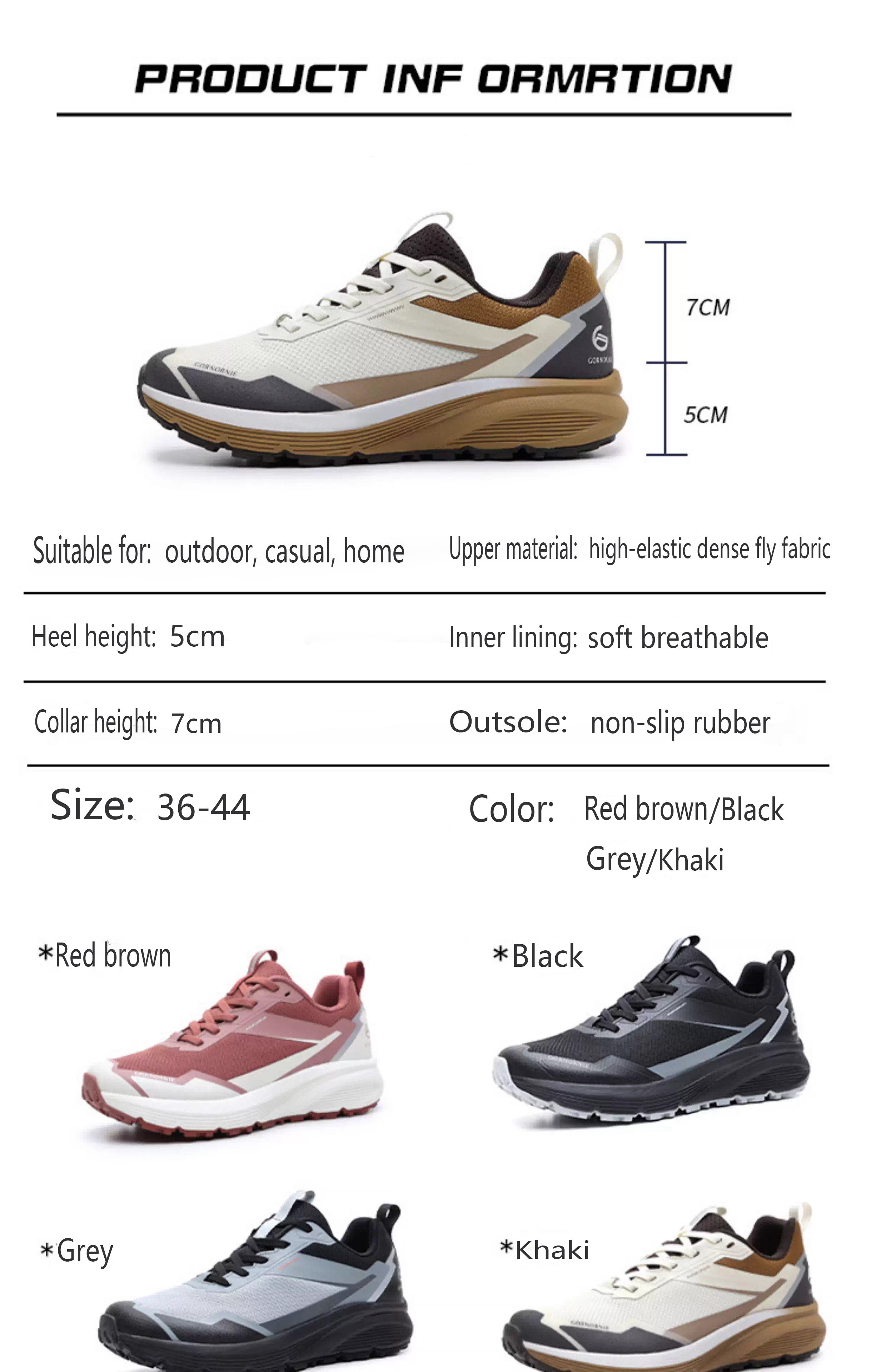 Outdoor hiking shoes men women, low-cut, lightweight, breathable, shock-absorbing, anti-slip, wear-resistant for mountain and trekking