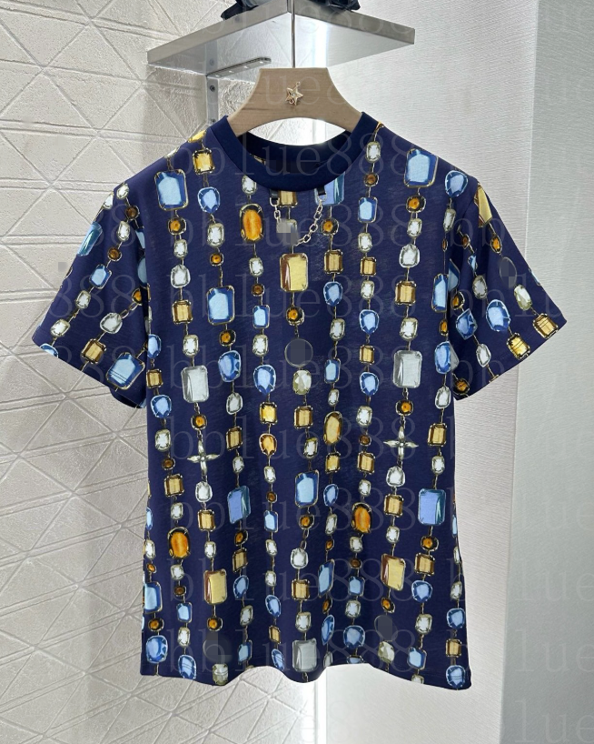 25 women's T-shirt round neck flower gauge short sleeved T-shirt cutting highlights brand style 630