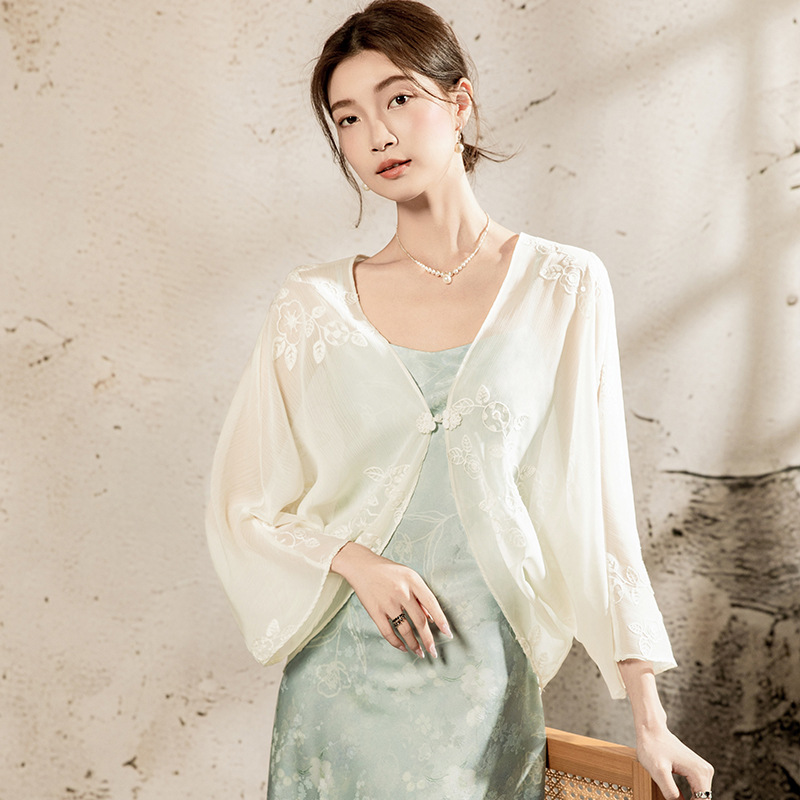 K1172 Cozy spring tune Cool Tencel small waistcoat short knitted cardigan Breathable shawl thin coat cardigan
