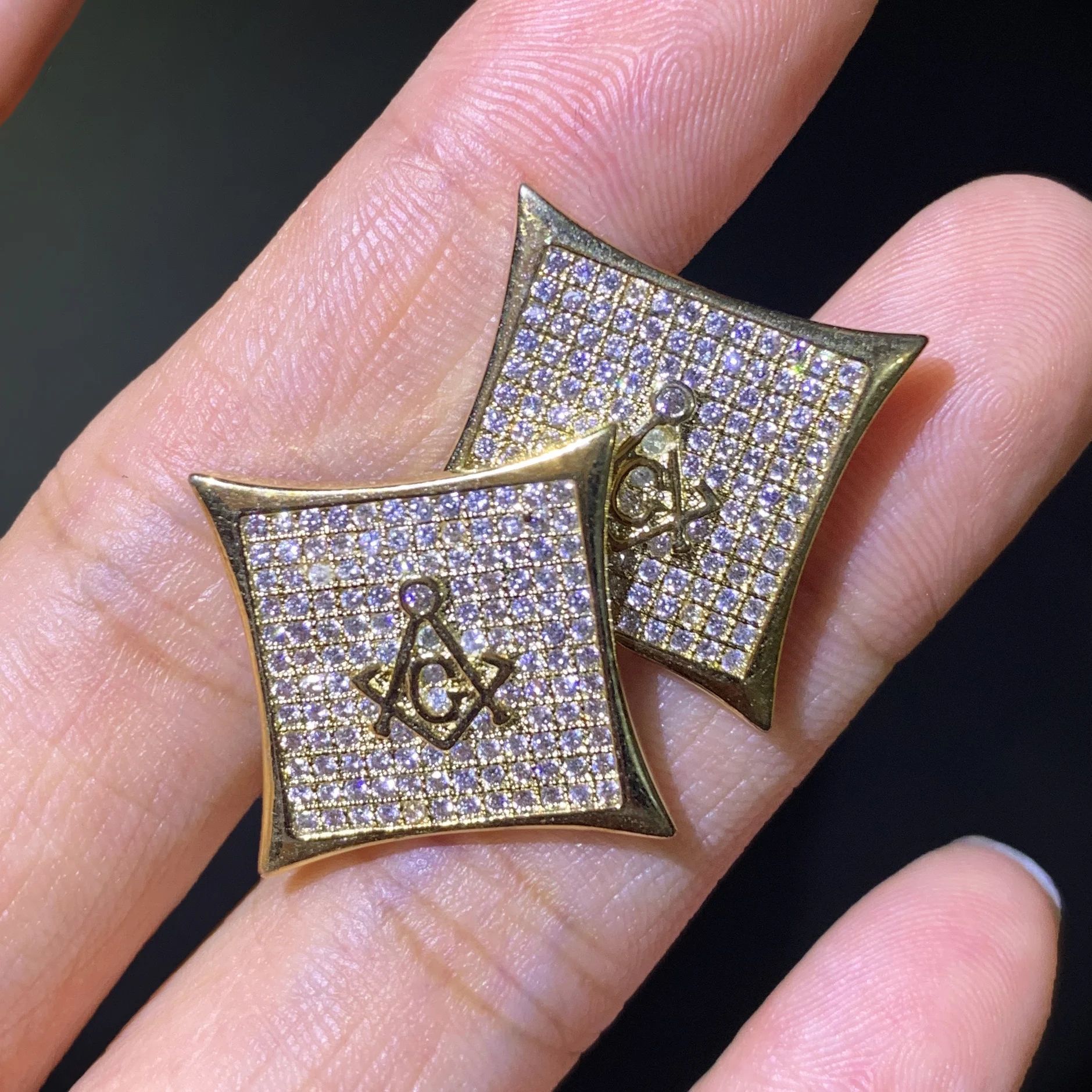 Luxury Jewelry Hip Hop Unique Square VVS Moissanite High Quality Stud Earrings Direct Delivery Pass the diamond tester