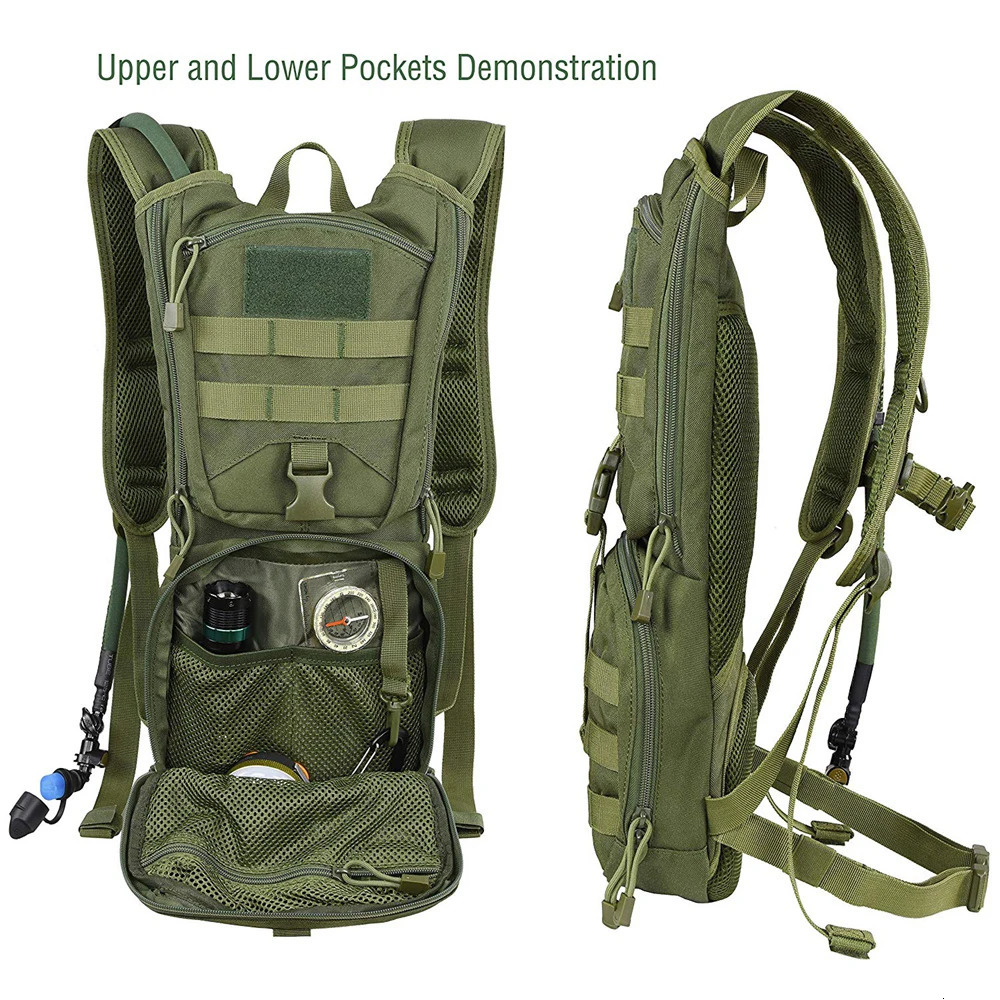 With 23L Water Bag Hydration Backpack Tactical Pack Military for Hiking Cycling Climbing Outdoor Bladder 250624