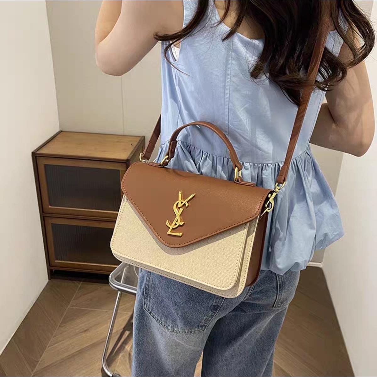 Designer Bag Luxury Bag Shoulder Bag Purse Crossbody Color Clash Commuter Women's Handbag High Quality Leather Flap Bag Black Large Capacity Shop
