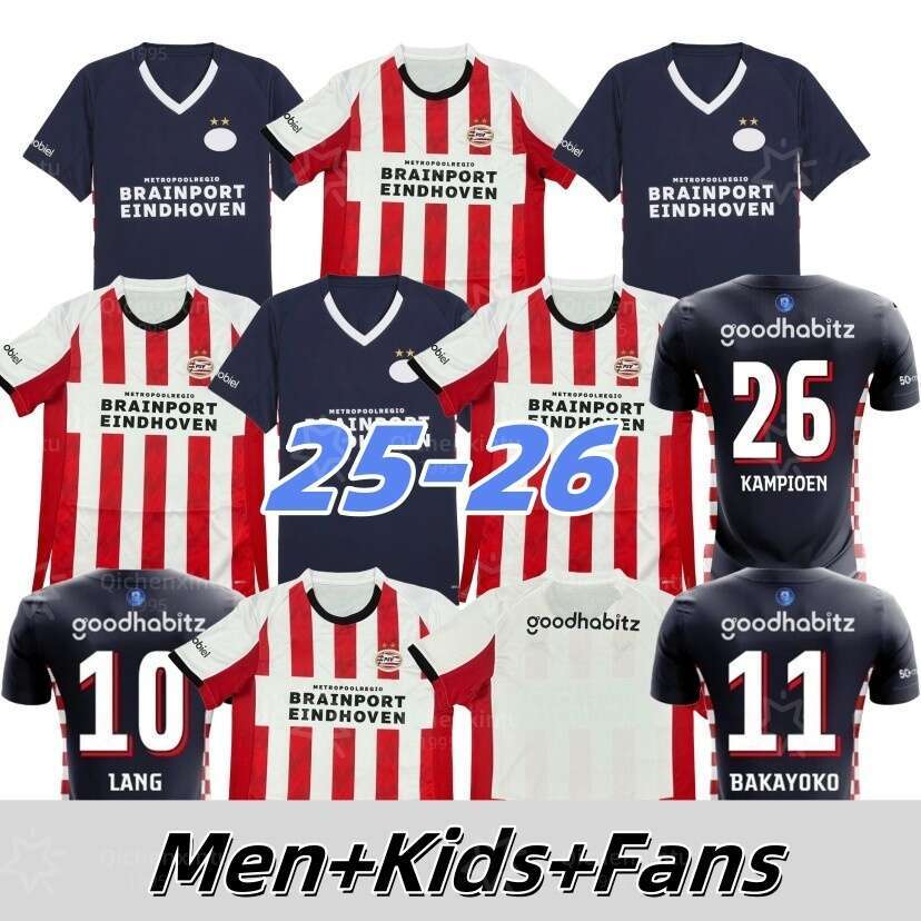25 26 PSVS soccer Jerseys FANS VERSION 2025-2026 home away SAIBARI SCHOUTEN PEPI DE JONG LANG TILLMAN Football men kids kitsShirt