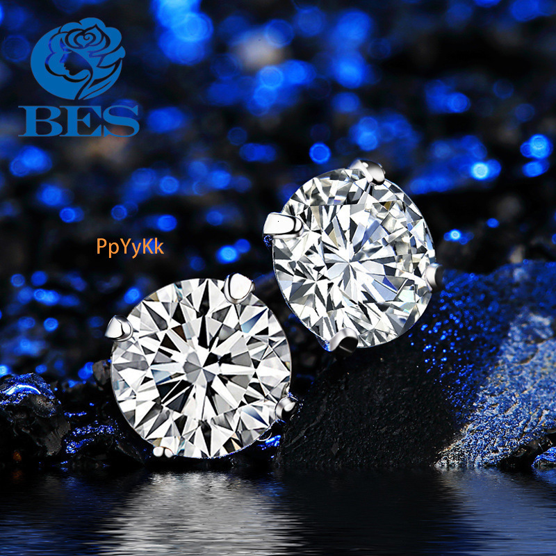 Luxury Jewelry 925 Sterling Silver Women's Colorful VVS Moissanite Four Prong Iced Out Bling Bling Silver Crystal Fashion Sparkling Earrings Pass