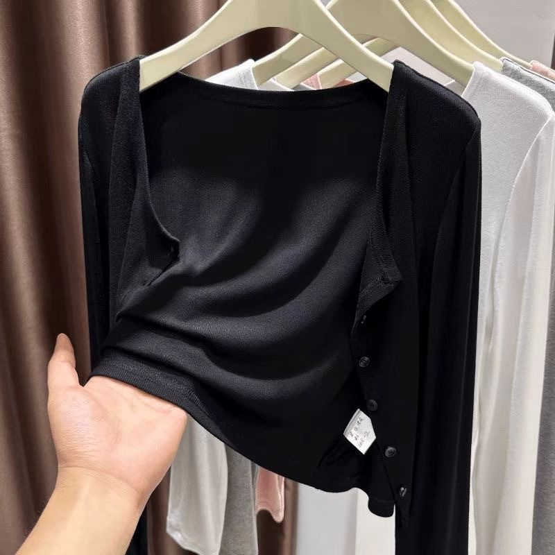 K1170 Gray sunscreen cardigan for women 2025 summer outerwear suspender skirt shawl outerwear ice silk shirt versatile coat