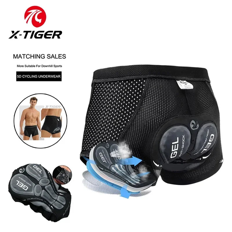 XTIGER 5D Mens Gel Padded Breathable Mesh Cycling Underwear Shockproof Mountain Bike Shorts 250630