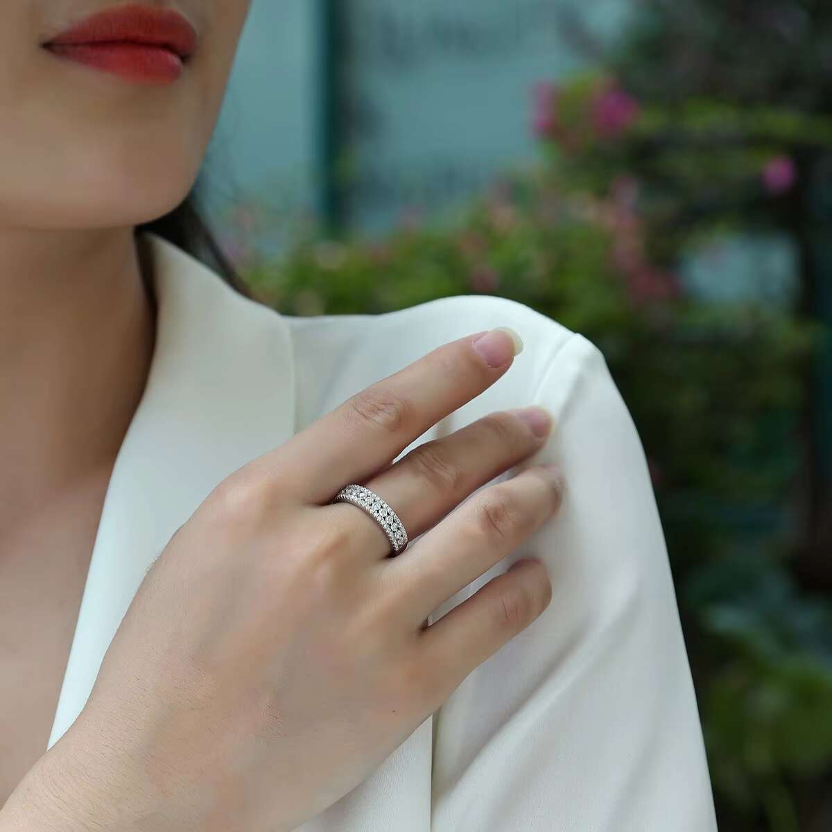 Custom Fine Jewelry 925 Sterling Silver Wedding Ring Engagement 2MM VVS D Moissanite Wedding Half Eternity Diamond Rings Women