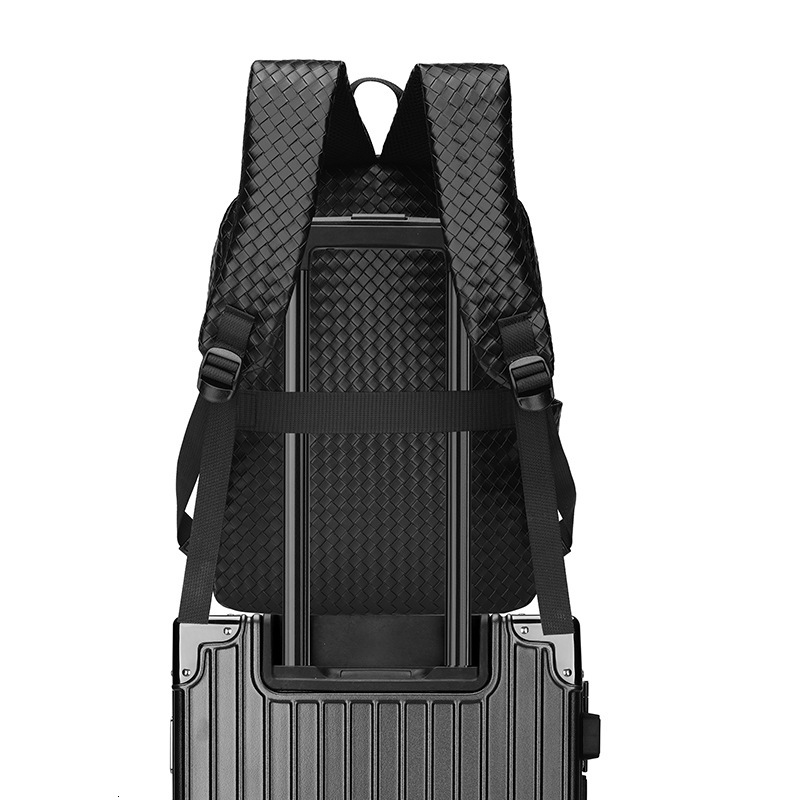 Free shipping designer New Large Capacity Woven Fashion Men Backpack Multifunctional School Bag Casual Business Black Laptop Bag