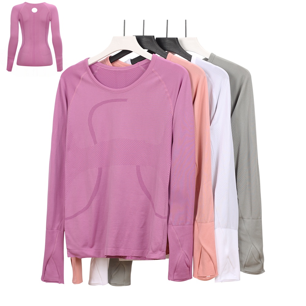 UU-L4747 Breathable Women's Sports Shirts Athletic Women's Seamless Tee Shirt Versatile Gym Top Ideal for Jogging Quick-Dry Yoga Top with Long Sleeves for Running