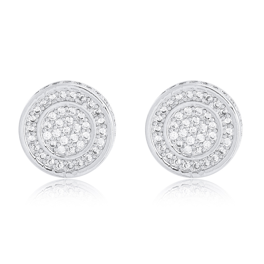 Luxury Jewelry New S925 Sterling Silver Needle Round Men's Iced Out Bling Bling Hip Hop Trendy Premium Earrings Pass the diamond tester