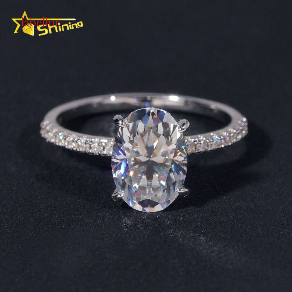 Fine Jewelry Woman Finger Rings Pass Dia Tester Sterling Sier 7x10MM 2.5CT Oval Cut Moissanite Engagement Ring