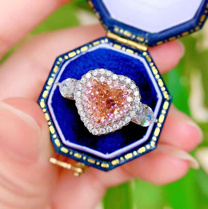 Delicate Heart Silver Ring Light Genuine 925 Sterling Silver Pink Zircon Love Rings for Women Fine S925 Anniversary Jewelry Gift