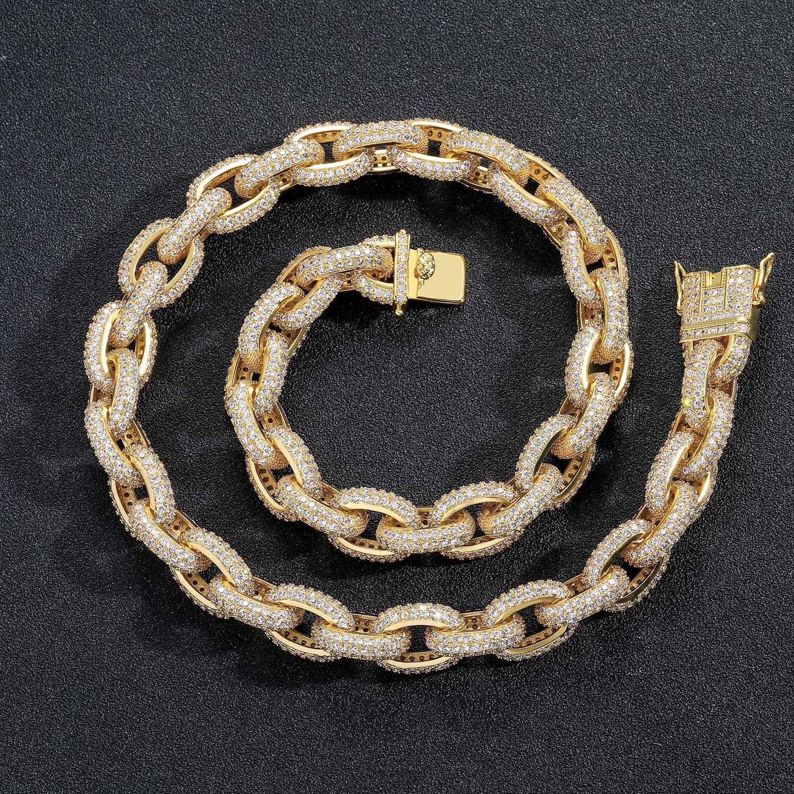 Luxury Jewelry Hip Hop O Chain 12mm Trendy Iced Out Cross Chain Men's Hip Hop Accessory Bling Bling Necklace Pass the diamond tester