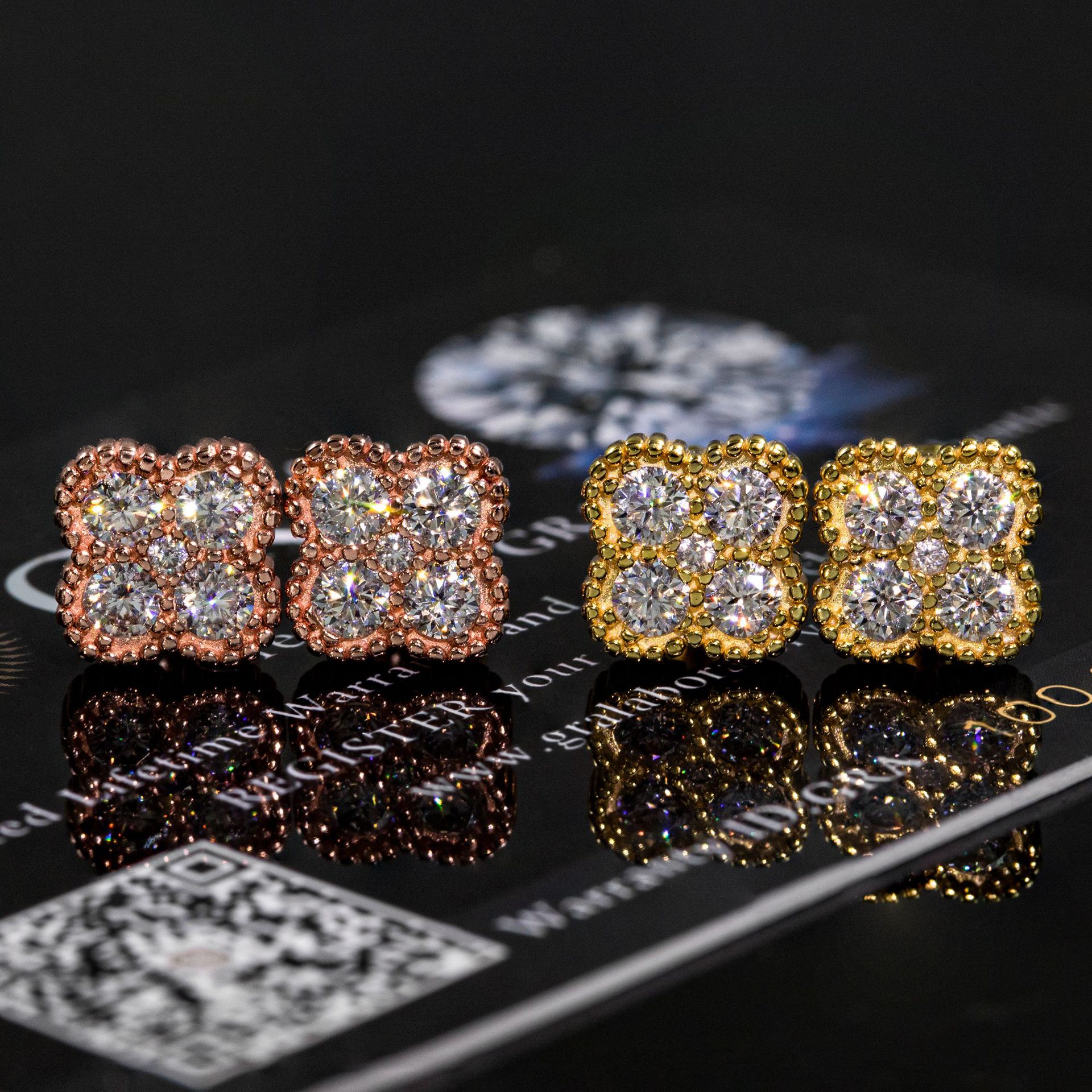Popular Design Pass Diamond Tester Shining Iced Out Hip Hop Jewelry 925 Sterling Silver Jewelry Moissanite Stud Earrings