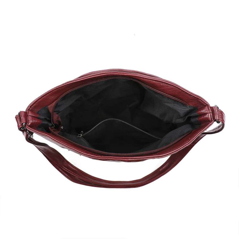 Business Casual Kangaroo Shoulder Women PU Multi-Compartment Zipper Adjustable Strap Crossbody Bag for Daily Use