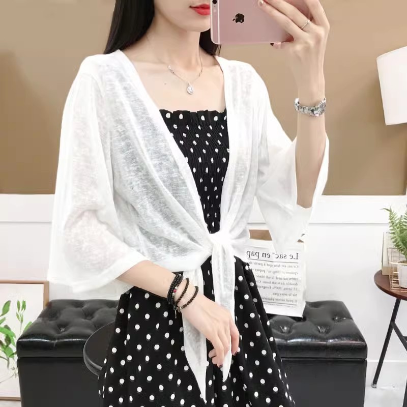 K1184 Shawl summer with skirt small jacket suspender skirt outer cover thin cardigan air conditioning shirt knitted top
