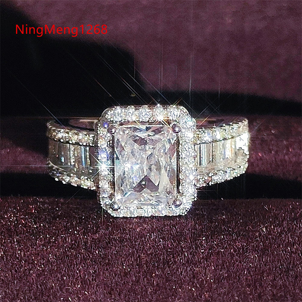Princess Cut Cubic Zirconia Women Rings Silver Color Luxury Wedding Party Accessories Fashion Jewelry