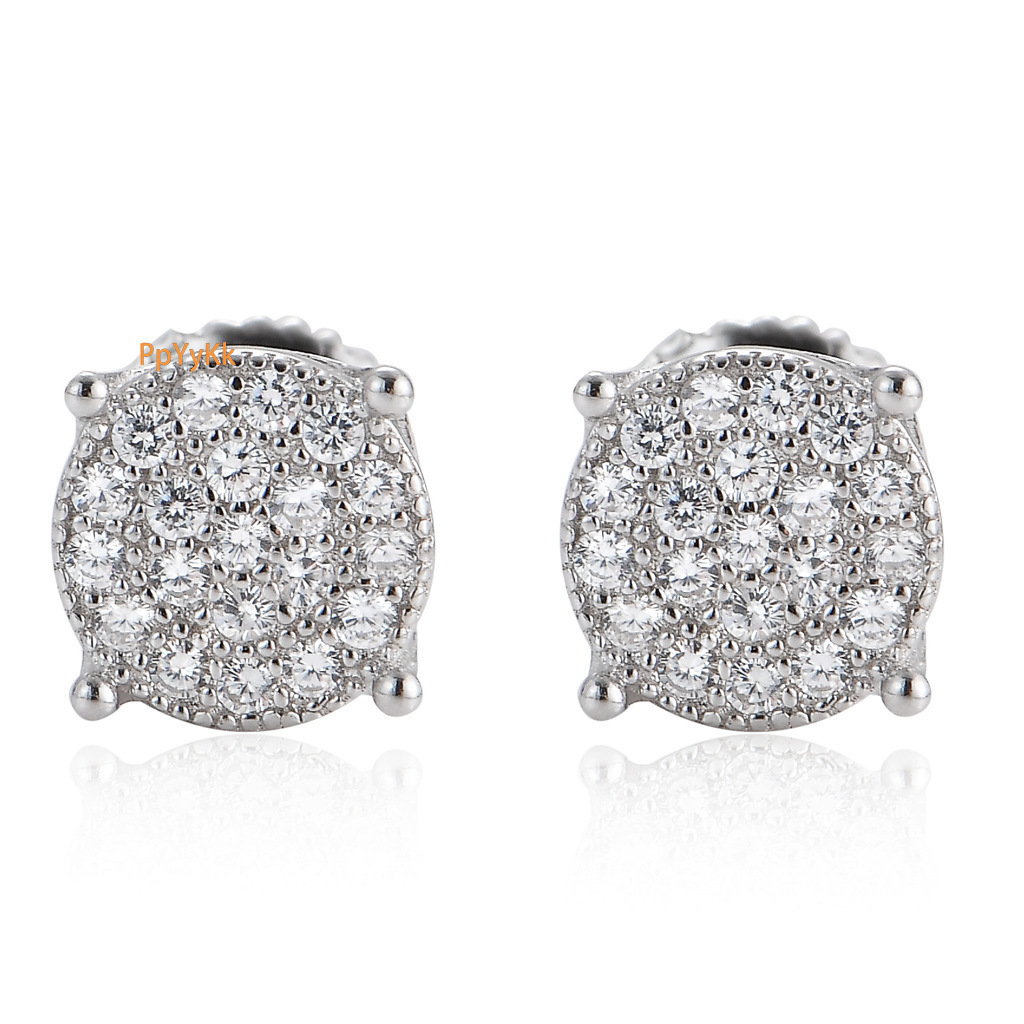 Luxury Jewelry Hip Hop Men's Round Iced Out Bling Bling Minimalist S925 Sterling Silver Hip Hop Earrings Pass the diamond tester