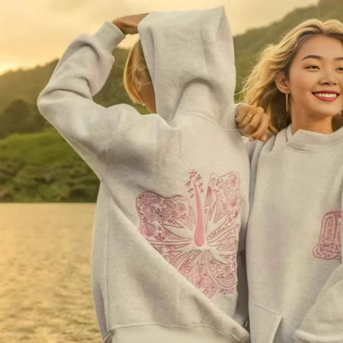 Free Shipping Designer Hoodie Hoodie Women's Embroidered Flower Print Sweatshirt Long Loose And Fashionable Bubble Hooded Sweatshirt Street Wear 