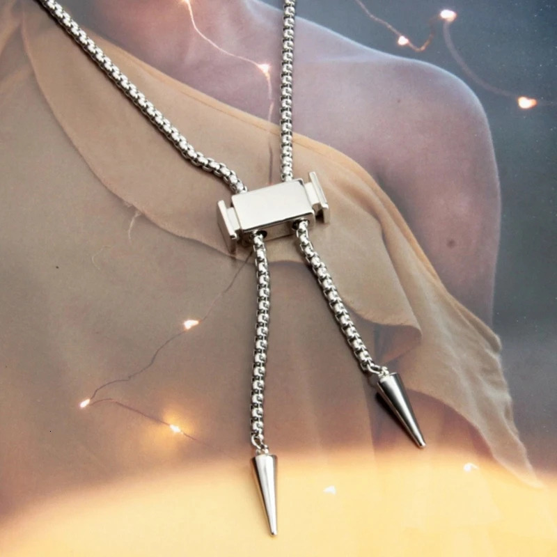 Sexy Bolo Tie Necklace for Women s Cool Jewelry Chain Lariat with Cuboid Chokers Body Jewelry Summer 250630