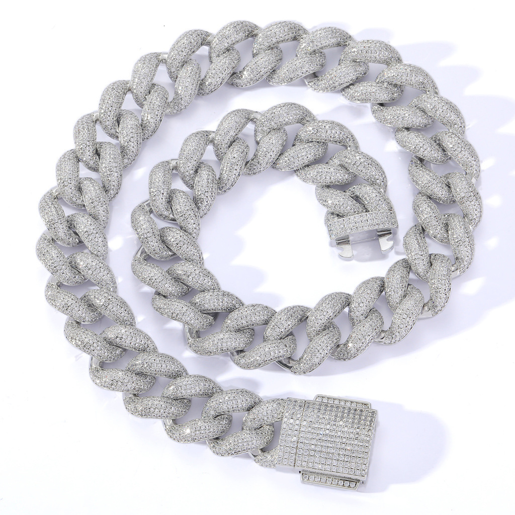 Luxury Jewelry New Hip Hop 18mm Thick Bubble Cuban Chain Spring Clasp Iced Out Bold Necklace Bling Bling Necklace Pass the diamond tester