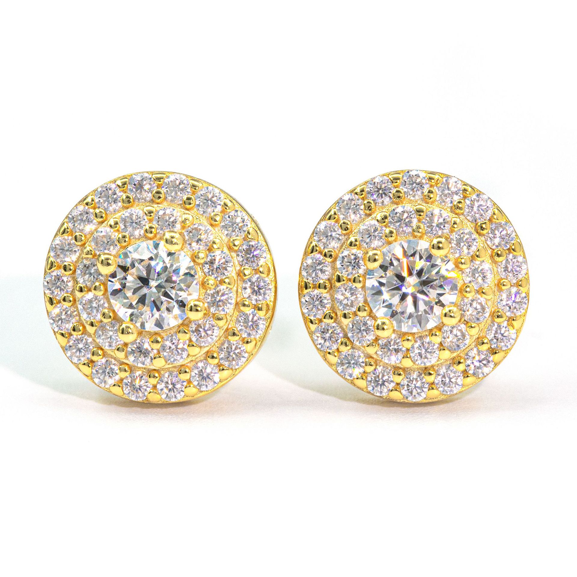 925 Sterling Silver Sparkling Luxury Round Moissanite Diamond Halo Stud Earrings