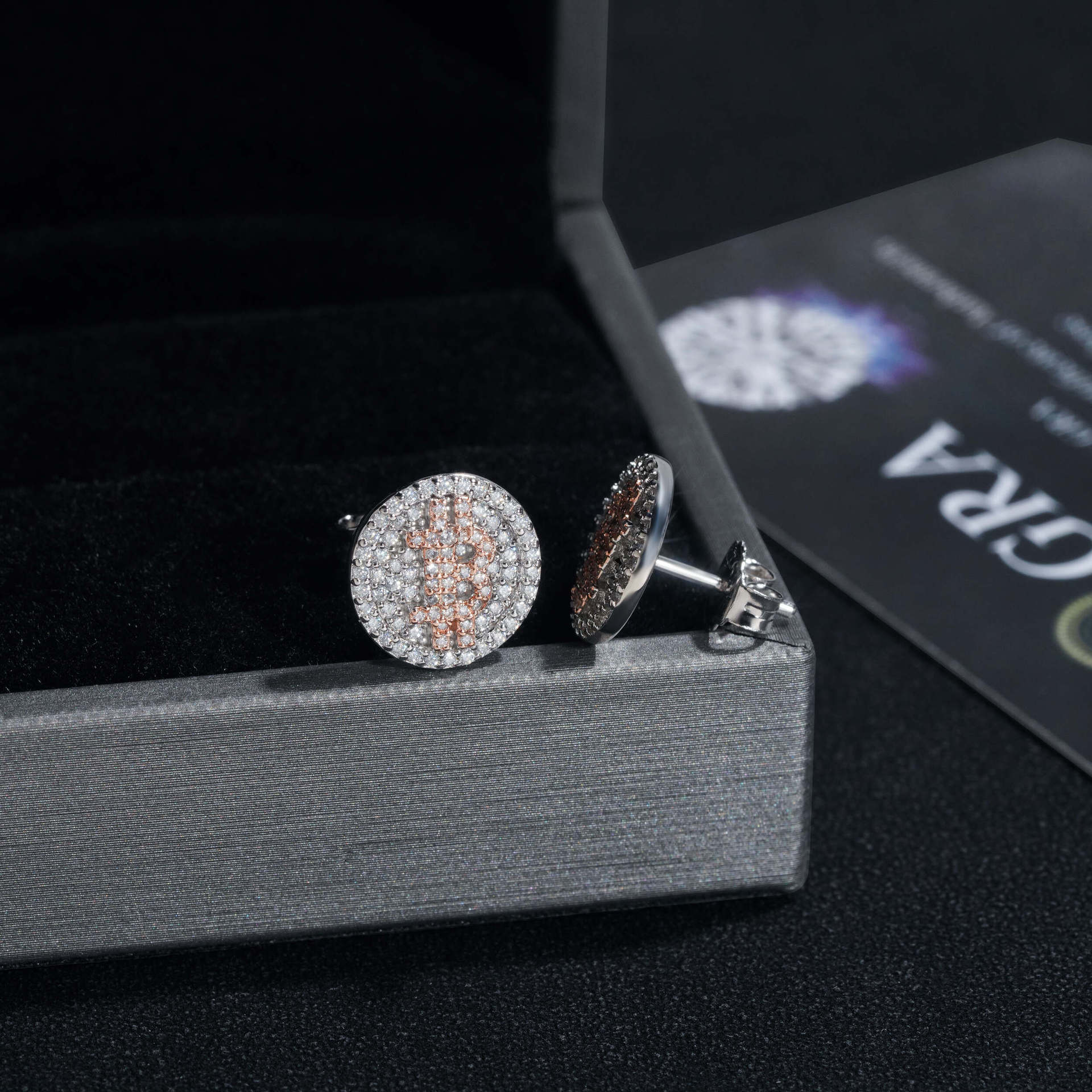 Two Tone 925 Silver Iced Out Moissanite Women Jewelry Letter B Hiphop Stud Earrings VVS Moissanite Diamond Screw Back Ear Studs