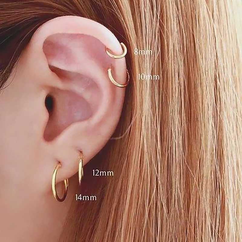 6/8/10/12mm Stainless Steel Huggie Hoop Earrings Set Stackable 18K Gold Plated Nose Ear Cartilage Piercing Tiny Hoops Sleeper XJ250630