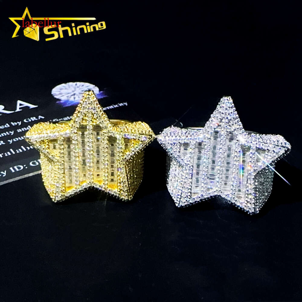 Shining Jewelry Layer Stars S Sier Moissanite Dia Hiphop Engagement Rings