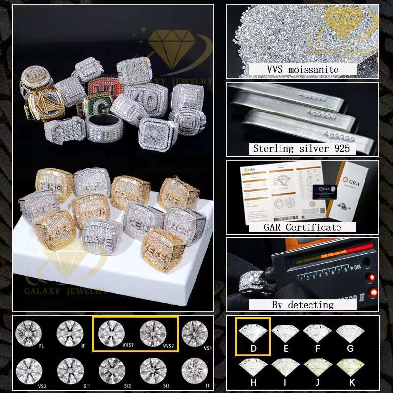 Hot Sale Moissanite Hip Hop Ring for Men S925 Sterling Silver Baguette Cut Lab Moissanite Diamond Square Moissanite Cuff Rings