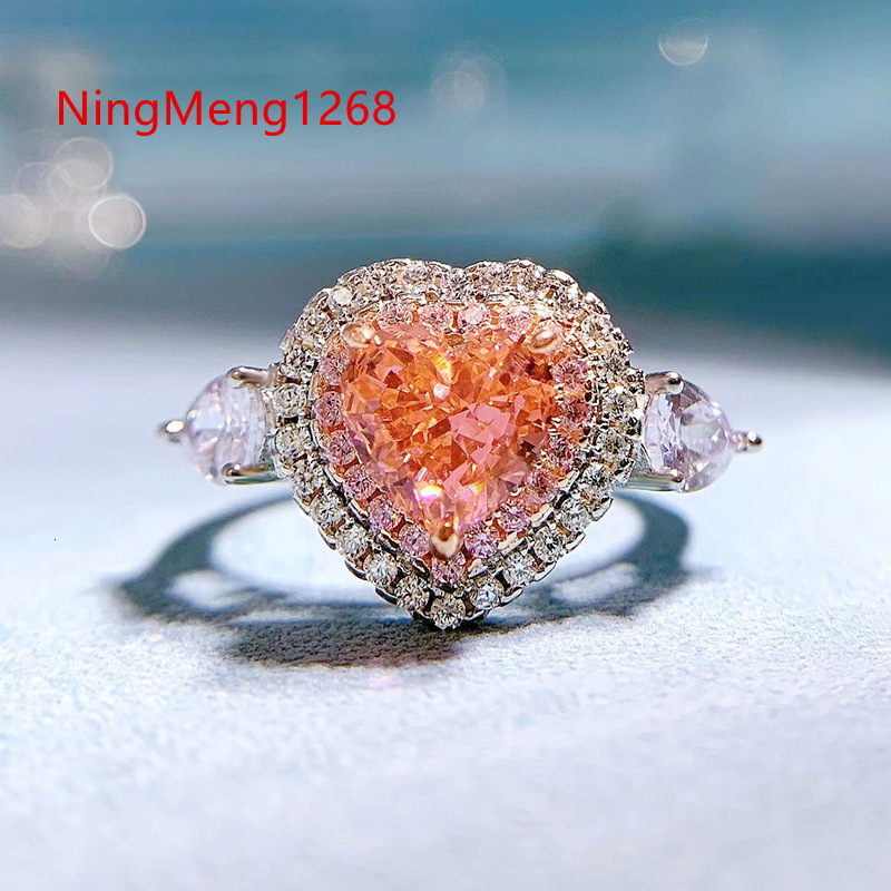 Delicate Heart Silver Ring Light Genuine 925 Sterling Silver Pink Zircon Love Rings for Women Fine S925 Anniversary Jewelry Gift