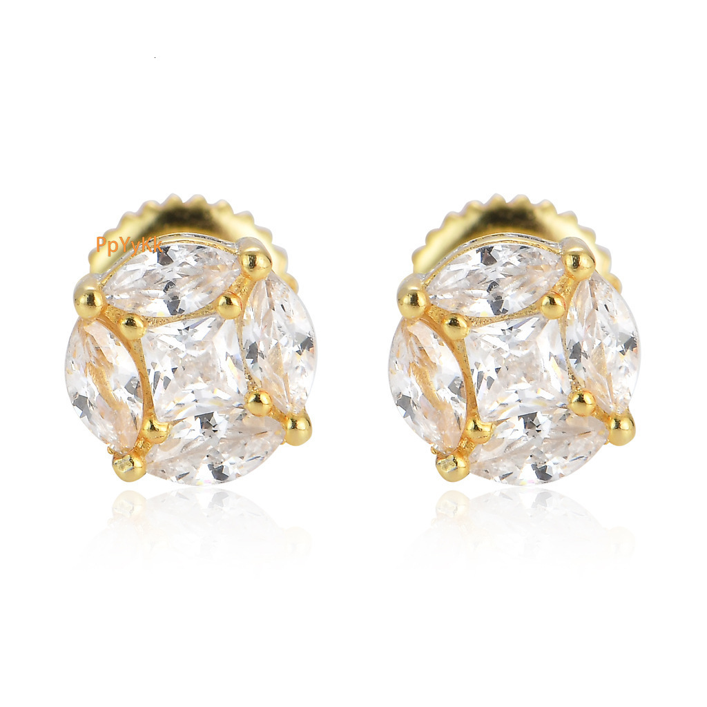 Luxury Jewelry New Hip Hop Sterling Silver Round Iced Out VVS Moissanite Bling Bling Men's Earrings Pass the diamond tester